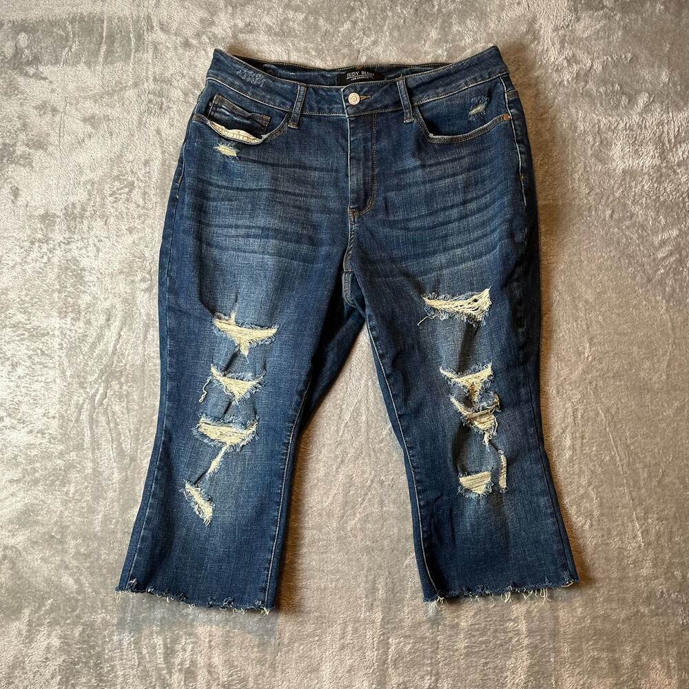 Judy Blue Sz 14W Boyfriend Fit Capri Length Blue Jeans Dark Wash Women's